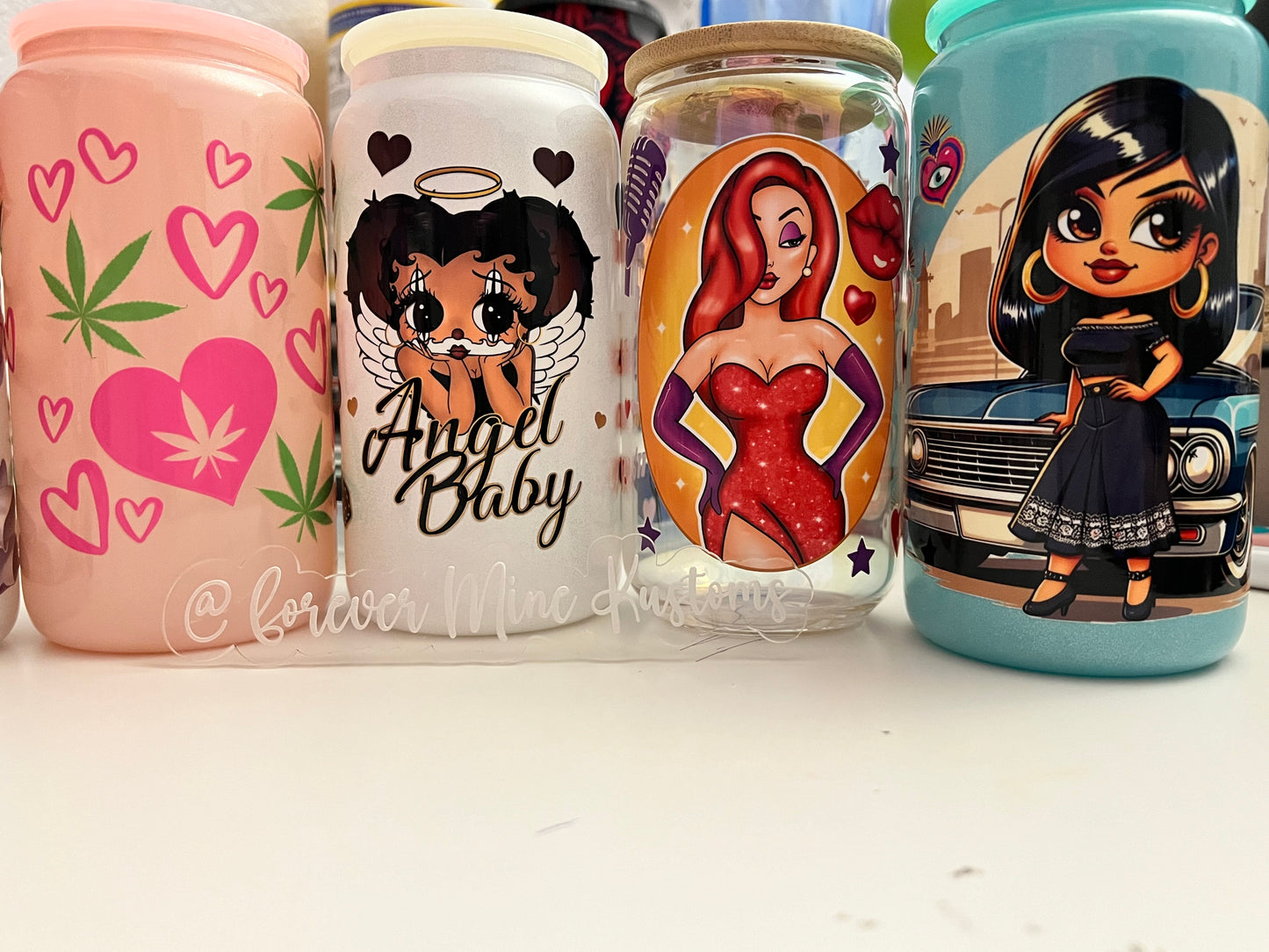 16oz Glass Holographic Shimmer Cup
